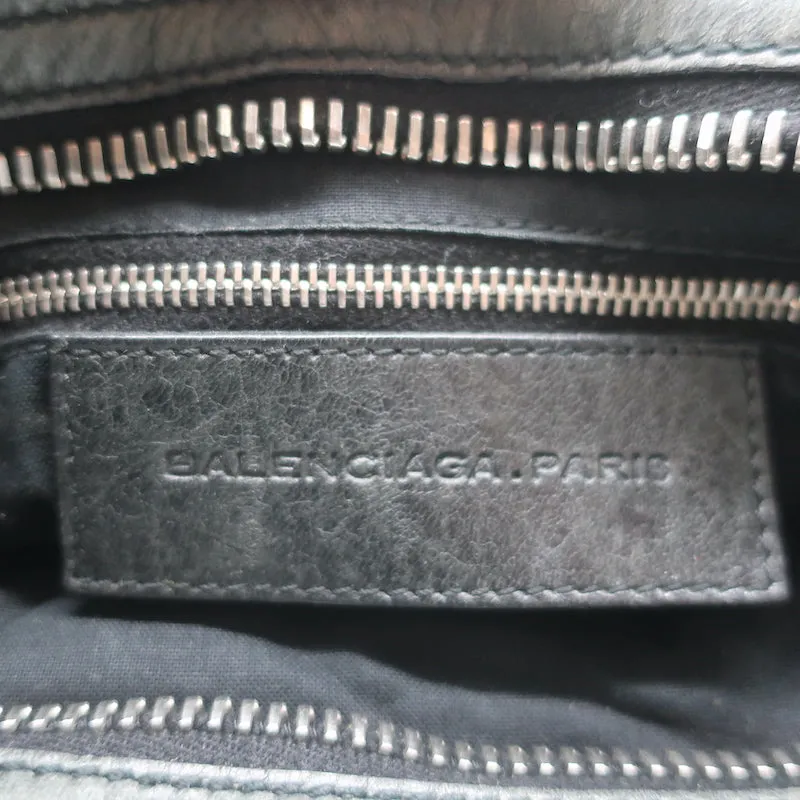 Balenciaga Giant Covered Brogues City Satchel Dark Gray Leather Shoulder Bag