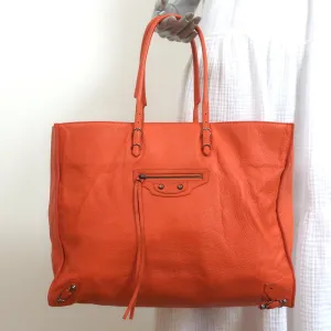 Balenciaga Papier A4 Tote Orange Leather Large Shoulder Bag