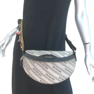 Balenciaga Souvenir XS Belt Bag Gray Logo Jacquard Canvas