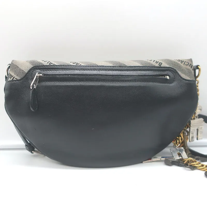 Balenciaga Souvenir XS Belt Bag Gray Logo Jacquard Canvas