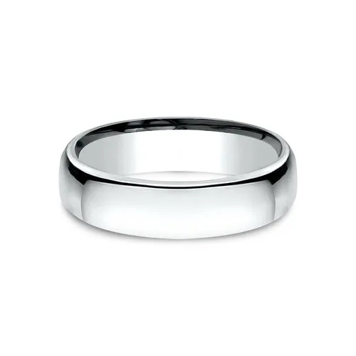 Benchmark 14K White Gold Euro-Dome Comfort Fit Men's Wedding Band EUCF15514KW