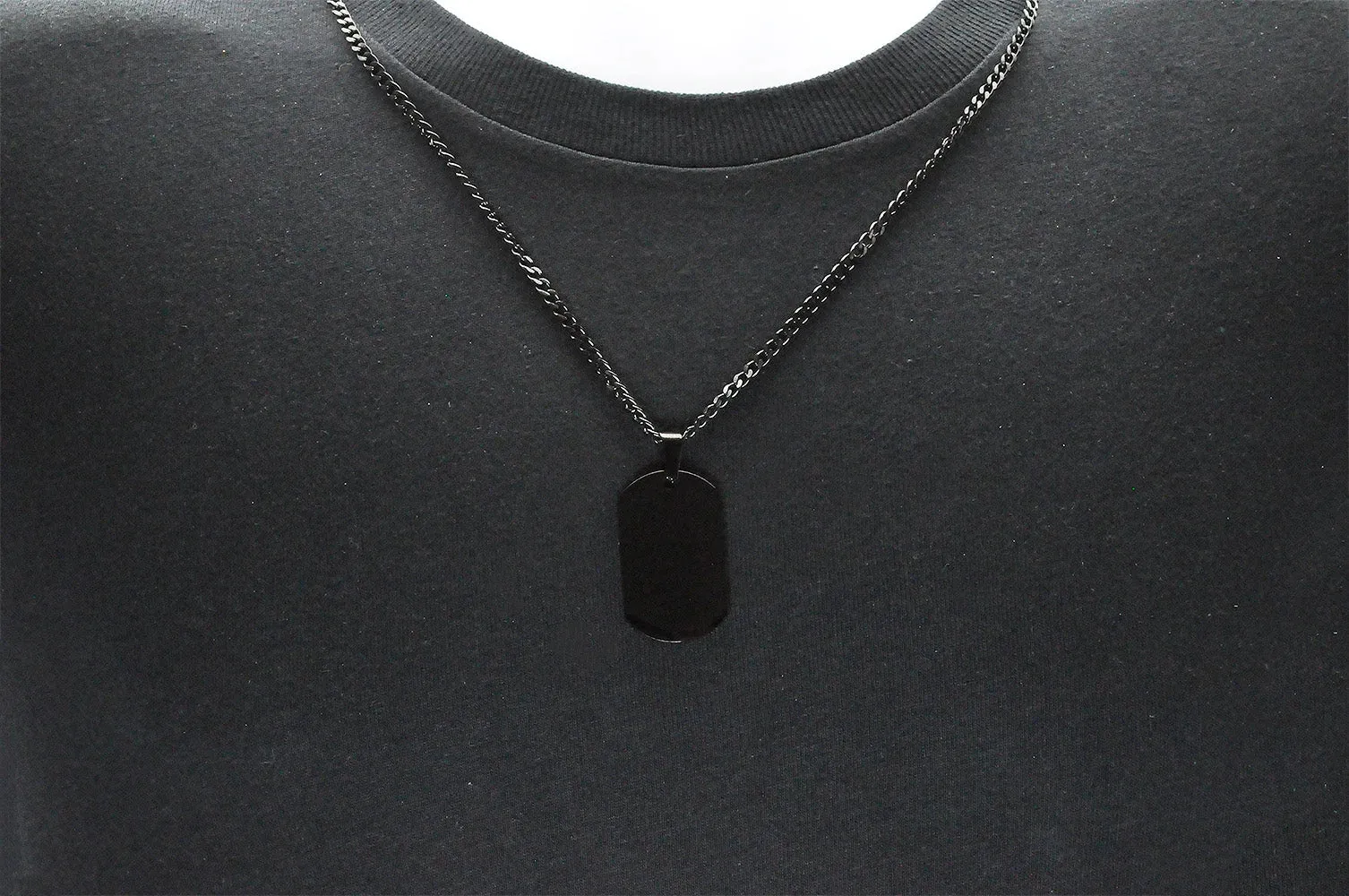 Blackjack Men's Black SS Dog Tag Necklace BJP195B