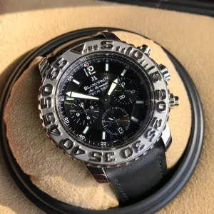 Blancpain Air Command Flyback Chronograph 2285 Black Automatic Wristwatch Box Papers