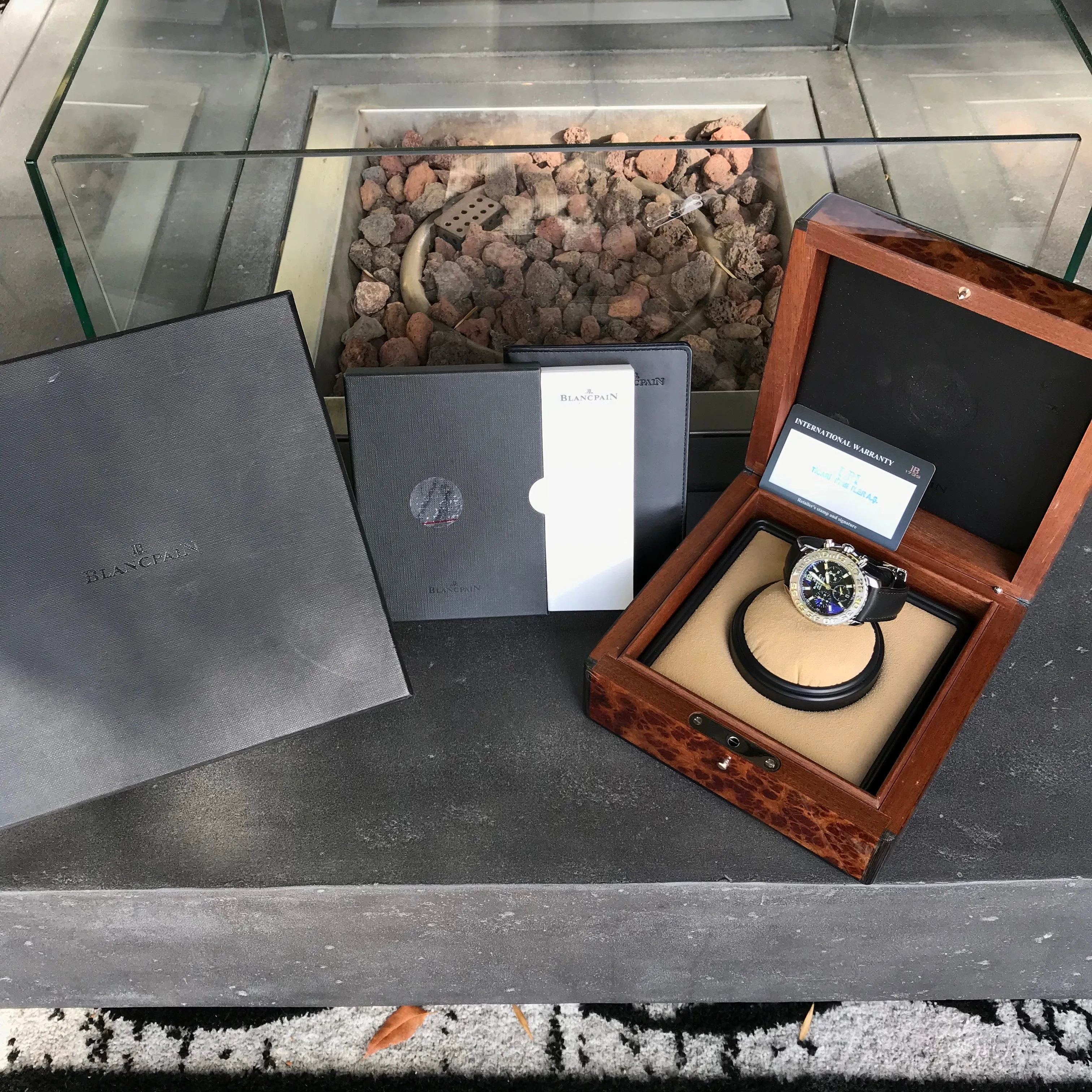Blancpain Air Command Flyback Chronograph 2285 Black Automatic Wristwatch Box Papers
