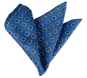 Blue with Yellow Squares Pocket Square for Men - Premium Silk Handkerchiefs for Suits