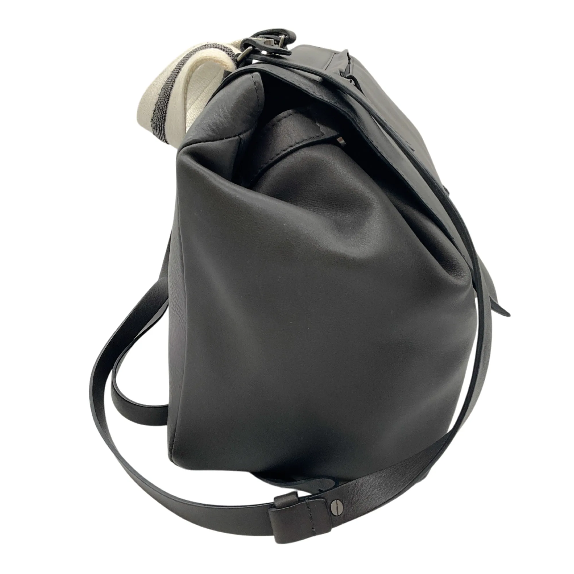 Brunello Cucinelli Charcoal Grey Monili Bead Embellished Leather Handbag