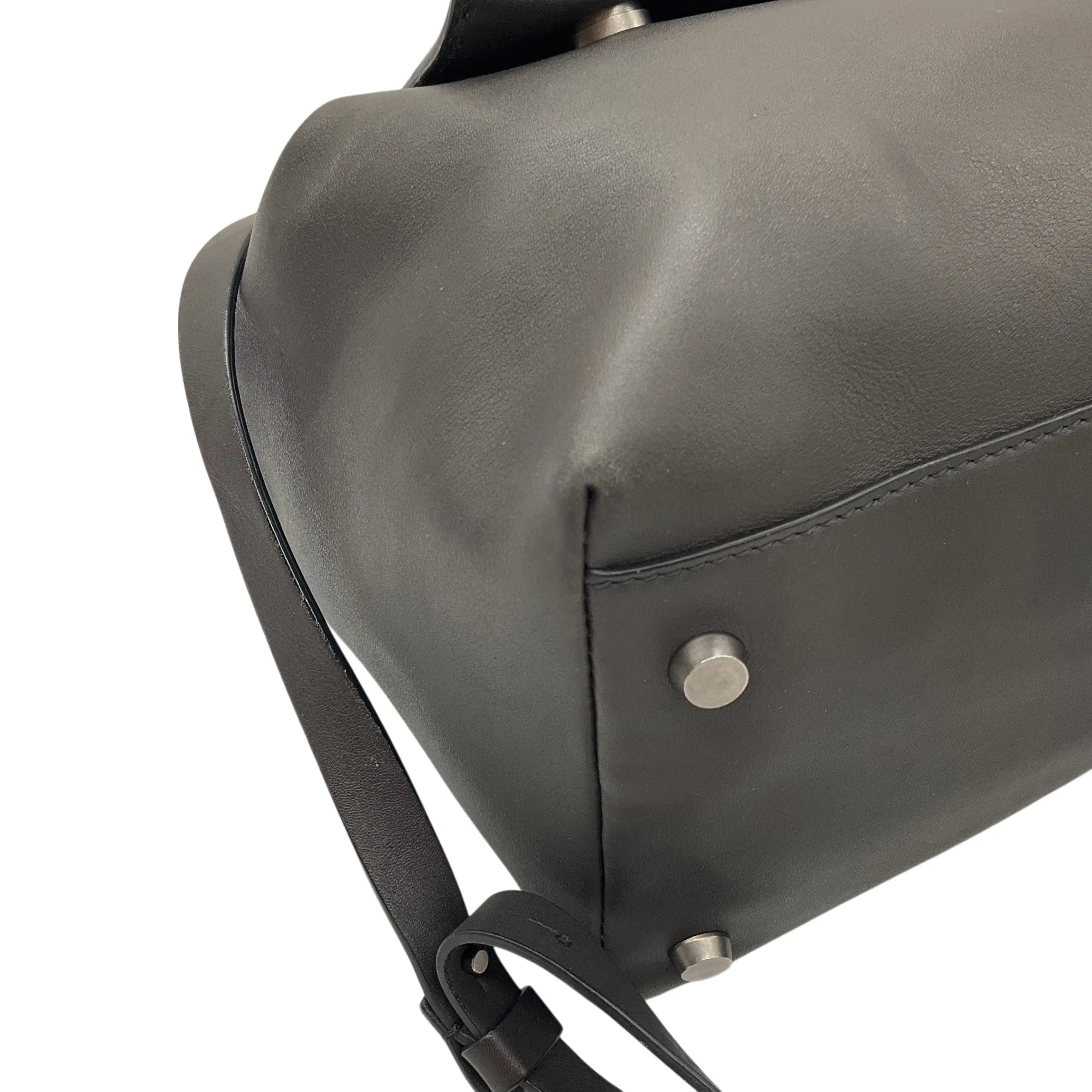 Brunello Cucinelli Charcoal Grey Monili Bead Embellished Leather Handbag