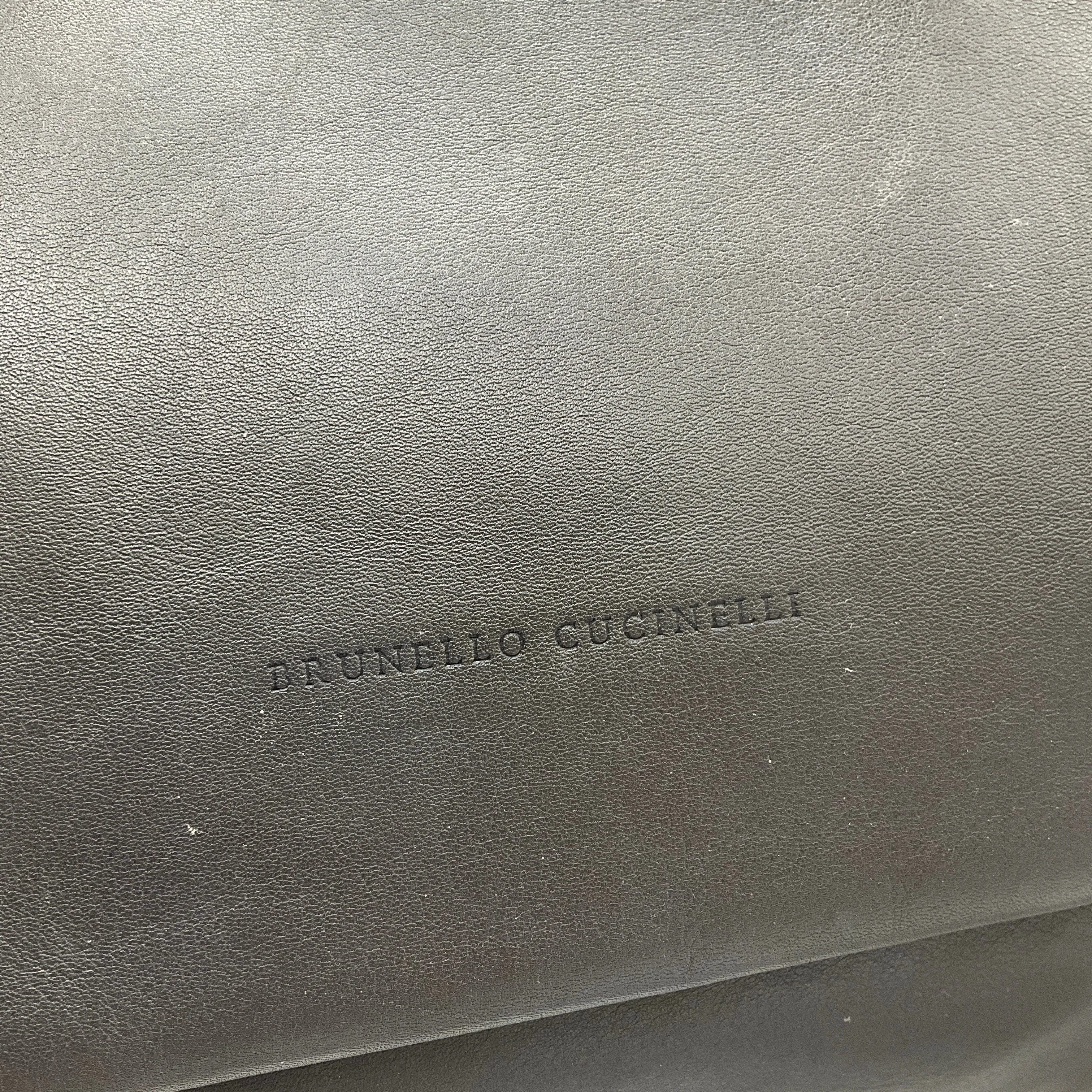 Brunello Cucinelli Charcoal Grey Monili Bead Embellished Leather Handbag