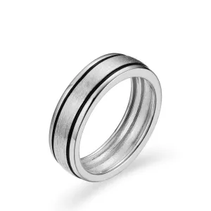 Brush-polished Men's Wedding Band with Black Enamel Lining