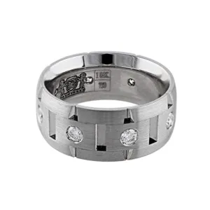Brushed 18k White Gold Diamond Link Band