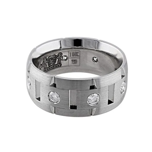 Brushed 18k White Gold Diamond Link Band