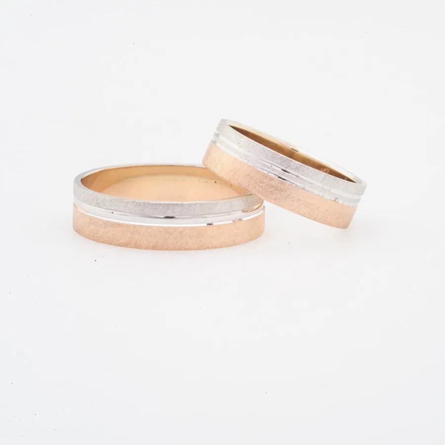 Brushed Finish Two-Tone 14K Gold Women's Wedding Ring