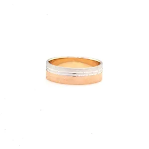Brushed Finish Two-Tone 14K Gold Women's Wedding Ring