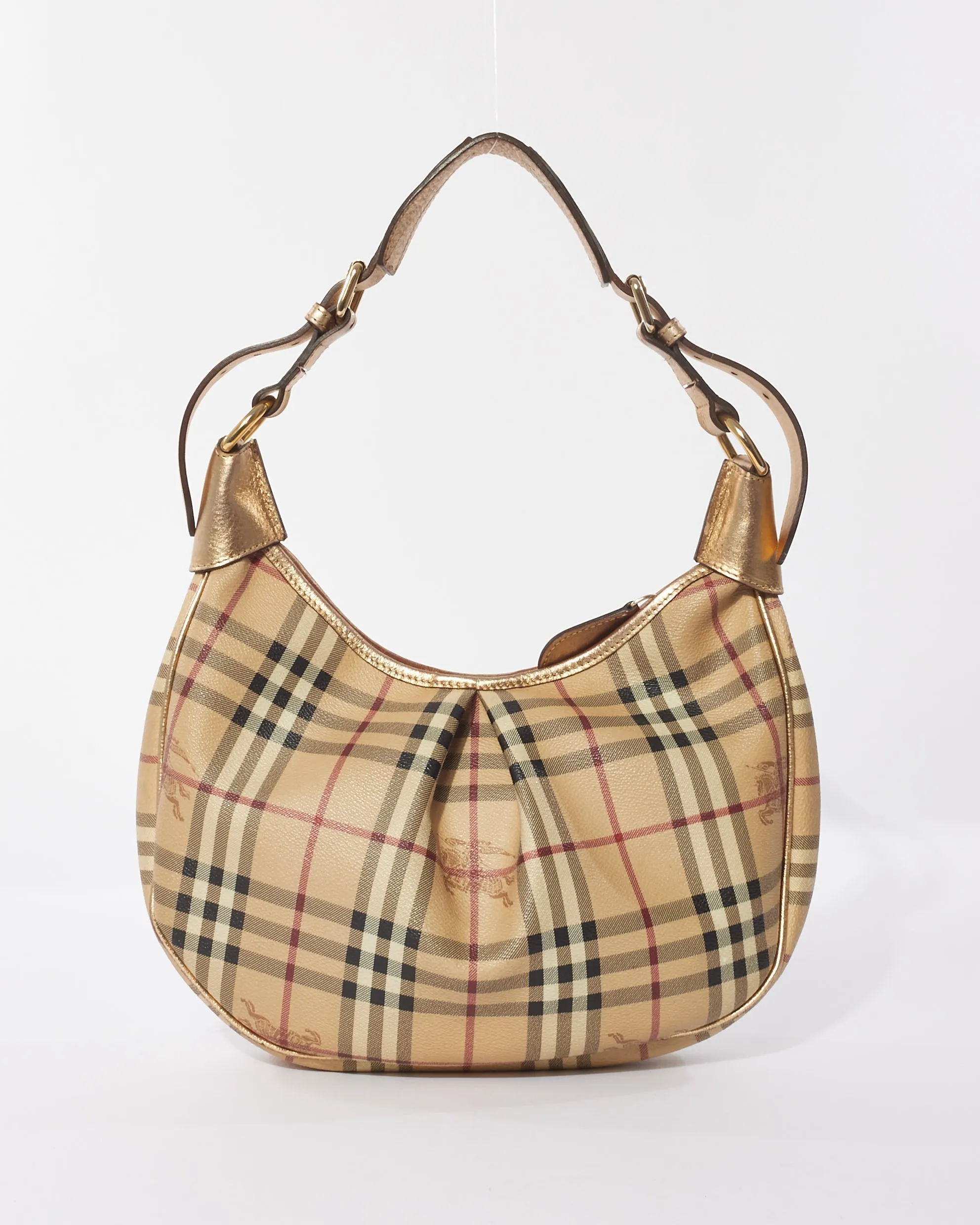 Burberry Beige Haymarket Check Coated Canvas Hobo Shoulder Bag