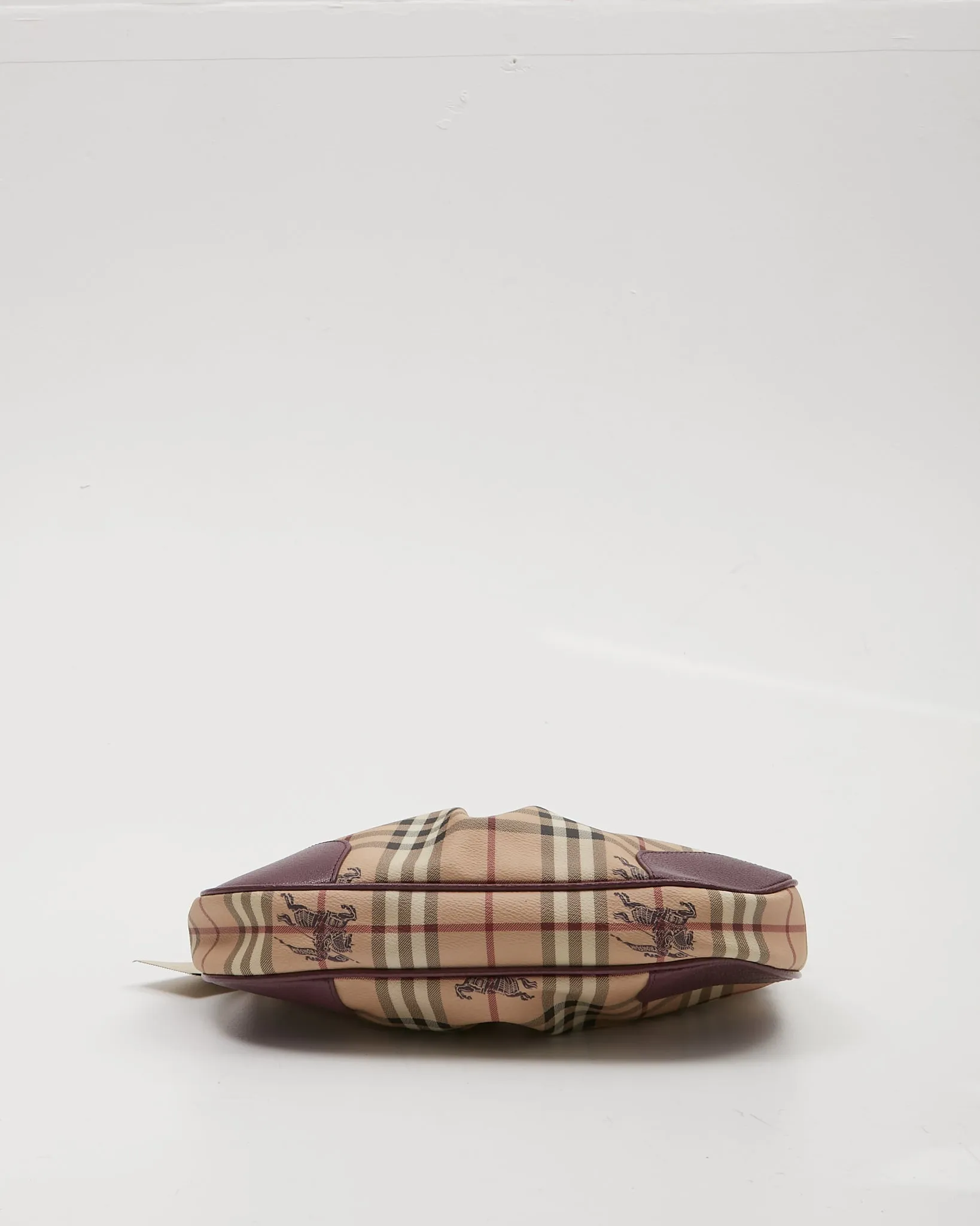 Burberry Beige/Purple Check Coated Canvas Shoulder Bag
