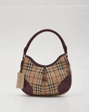 Burberry Beige/Purple Check Coated Canvas Shoulder Bag