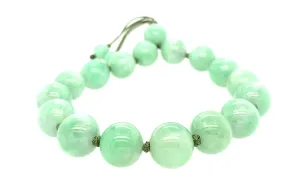 Burmese Apple Green Jadeite Mala Men's Silk Bracelet