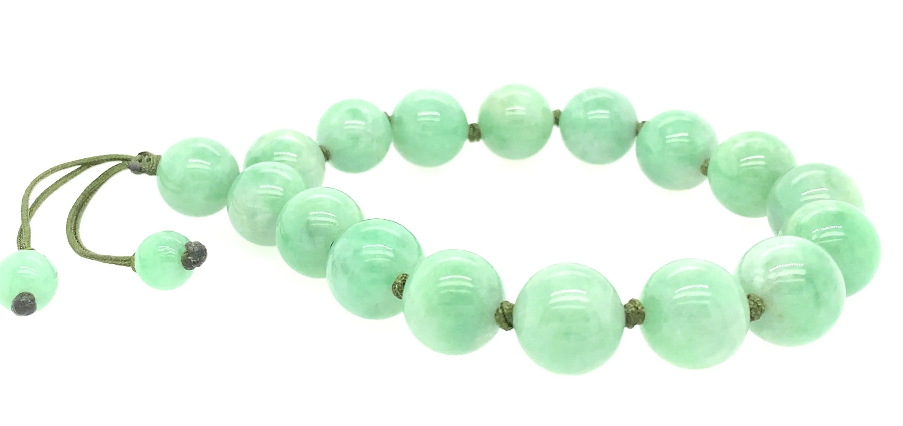 Burmese Apple Green Jadeite Mala Men's Silk Bracelet