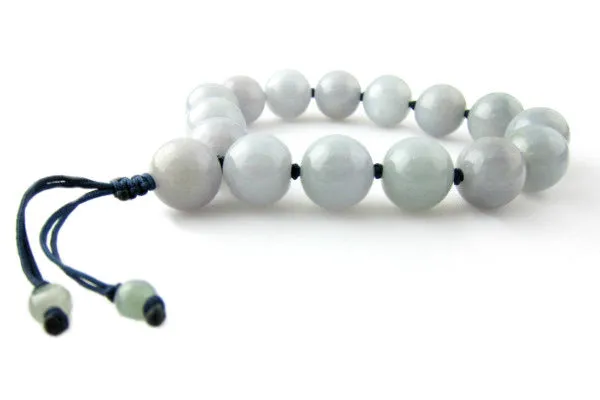 Burmese Blue Jadeite 12mm Mala Bead Silk Bracelet
