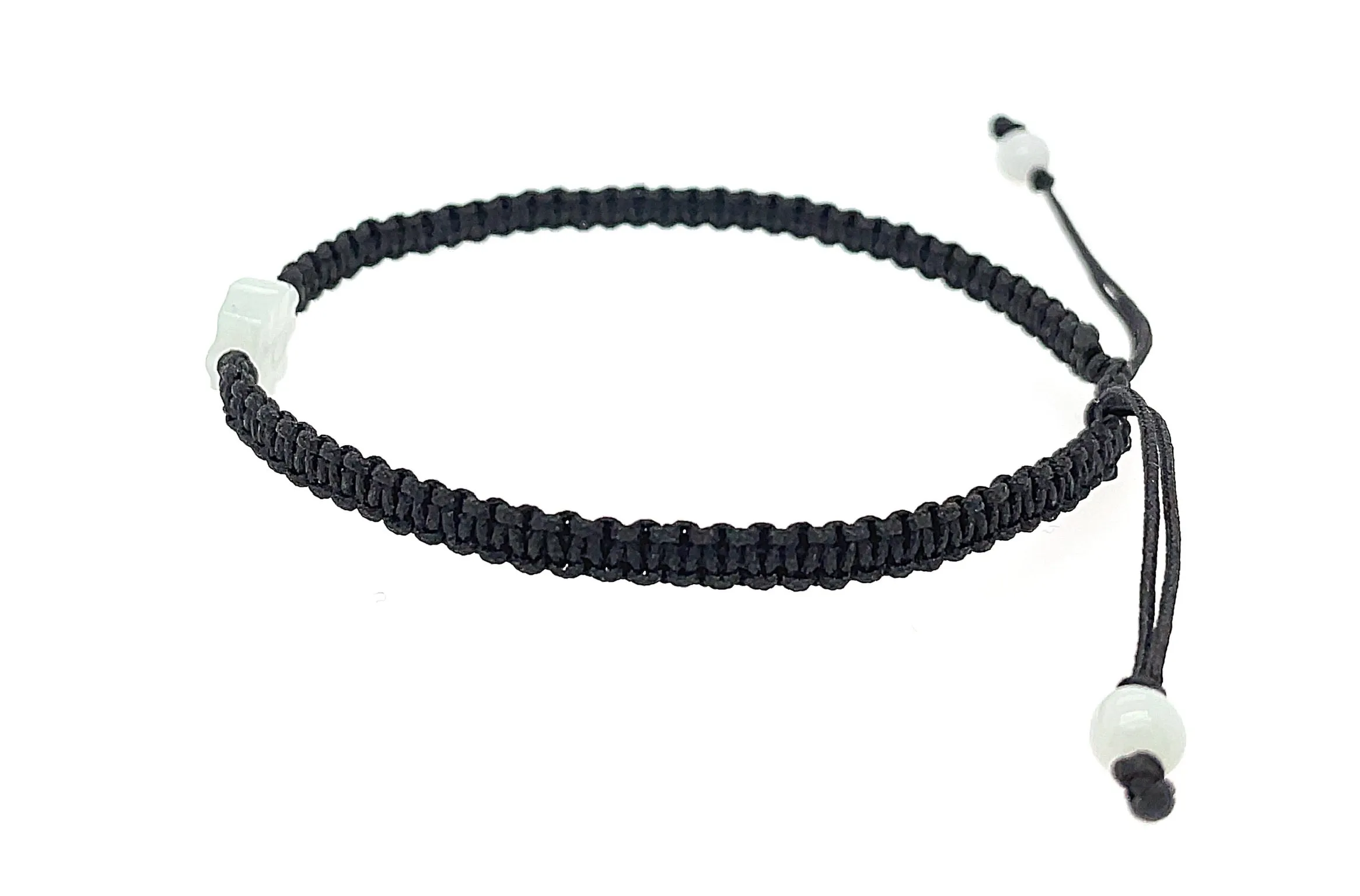 Burmese Jadeite Baqua Men's Silk Bracelet