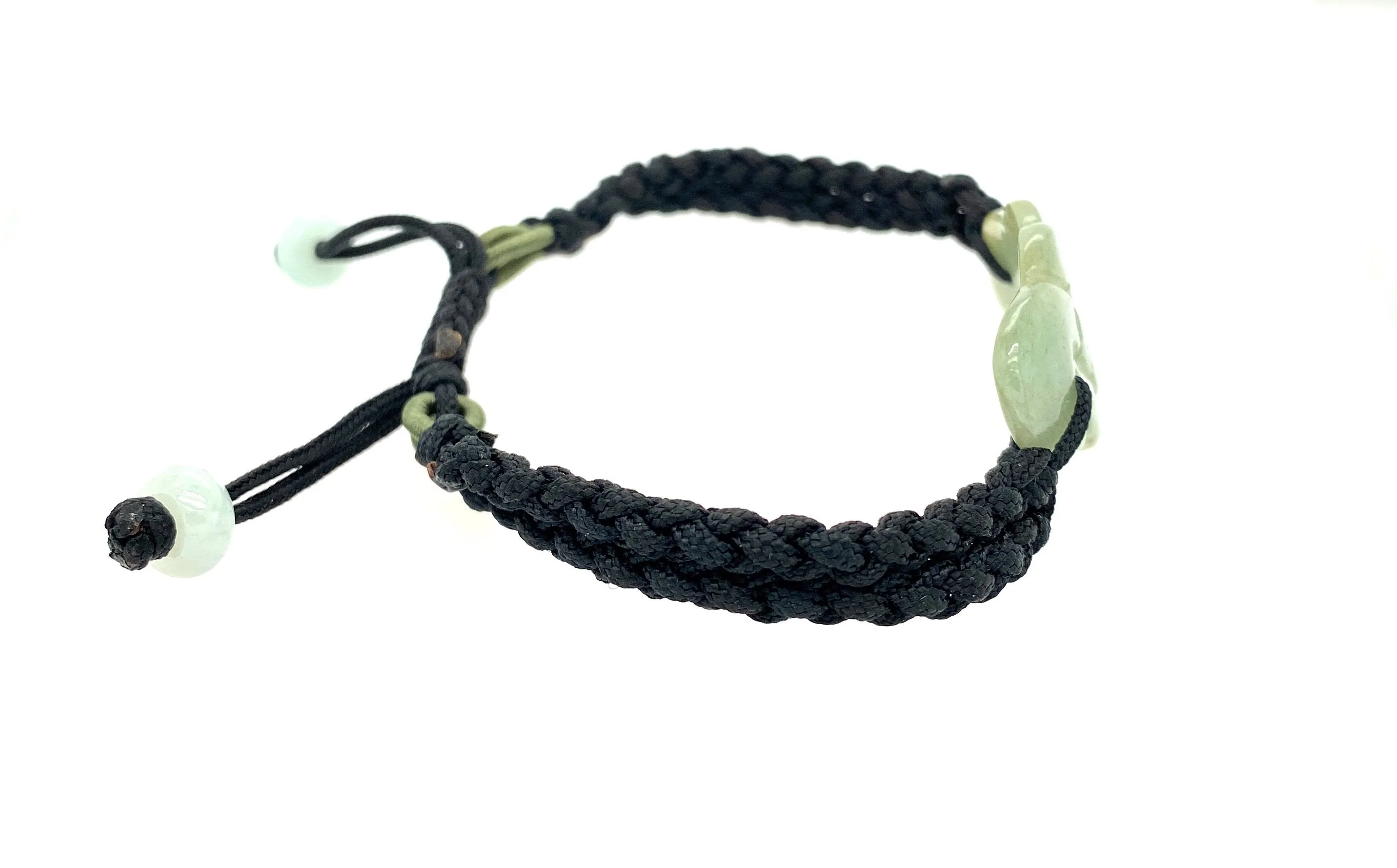 Burmese Jadeite Everlasting Good Luck Men's Silk Bracelet