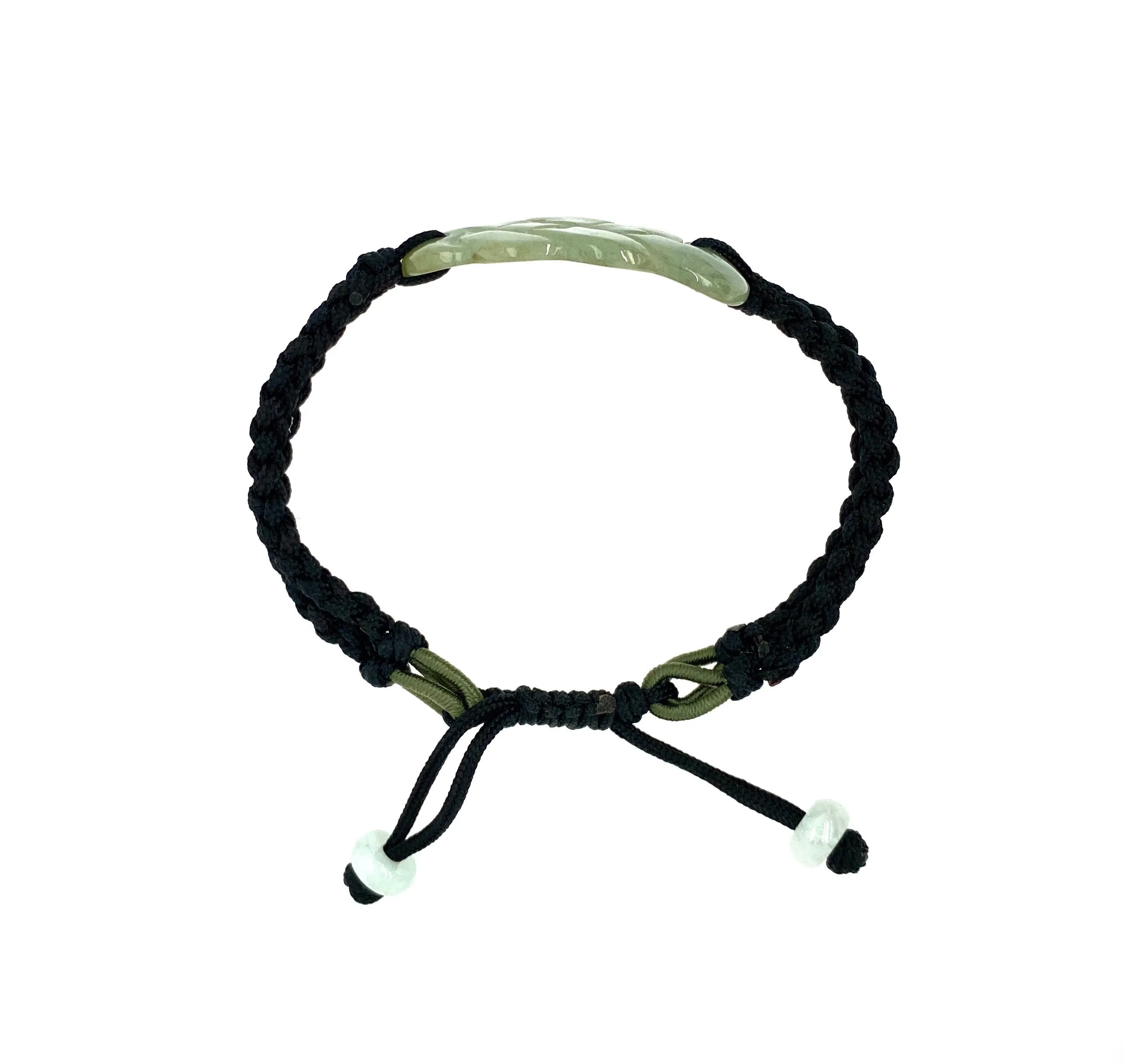 Burmese Jadeite Everlasting Good Luck Men's Silk Bracelet