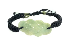 Burmese Jadeite Everlasting Good Luck Men's Silk Bracelet
