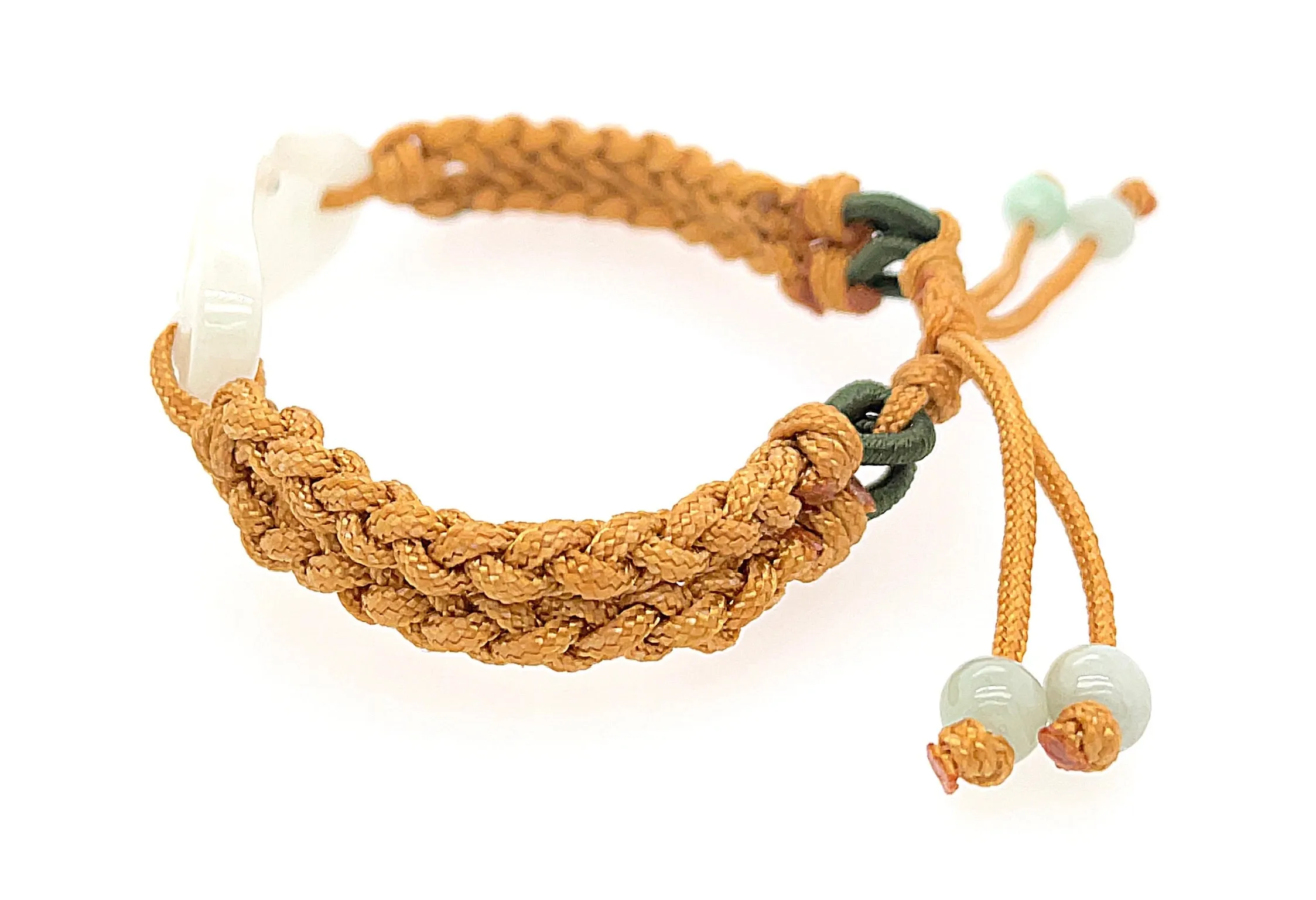 Burmese Jadeite Infinity Knot Silk Bracelet