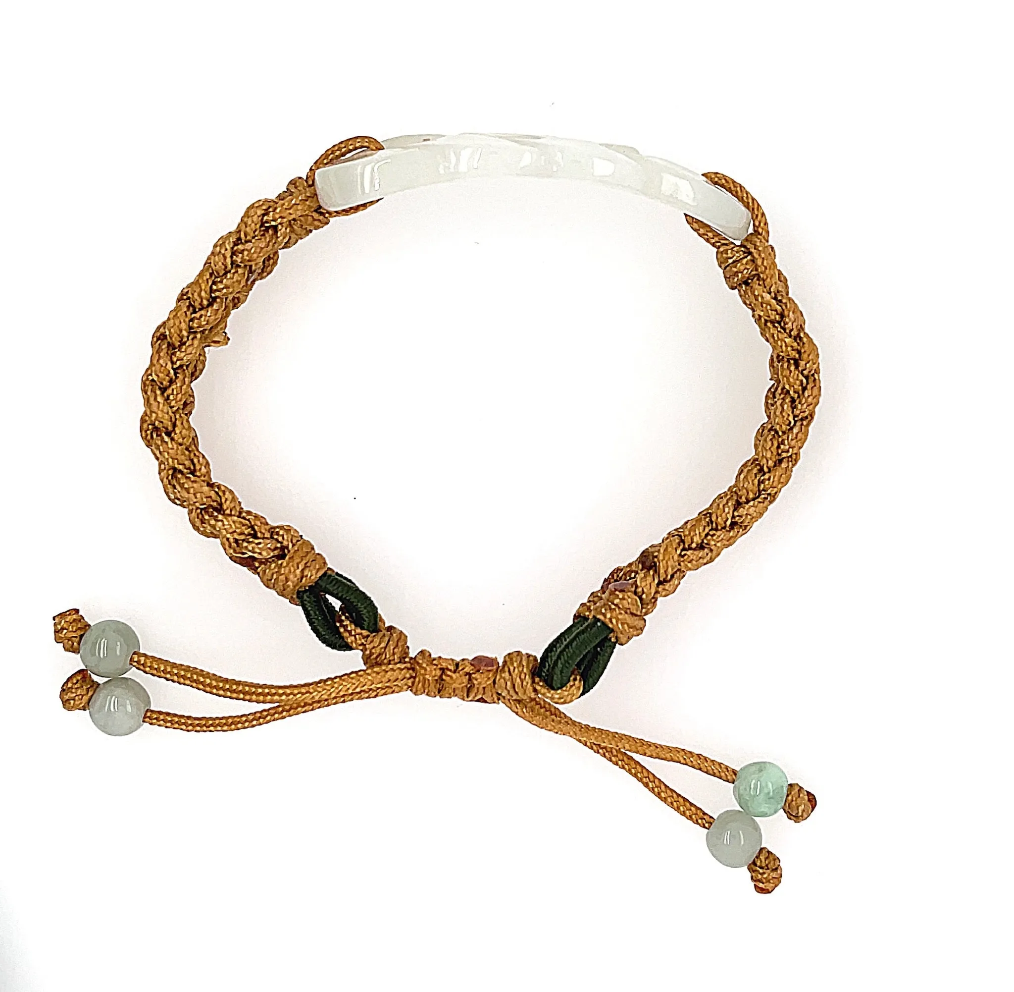 Burmese Jadeite Infinity Knot Silk Bracelet