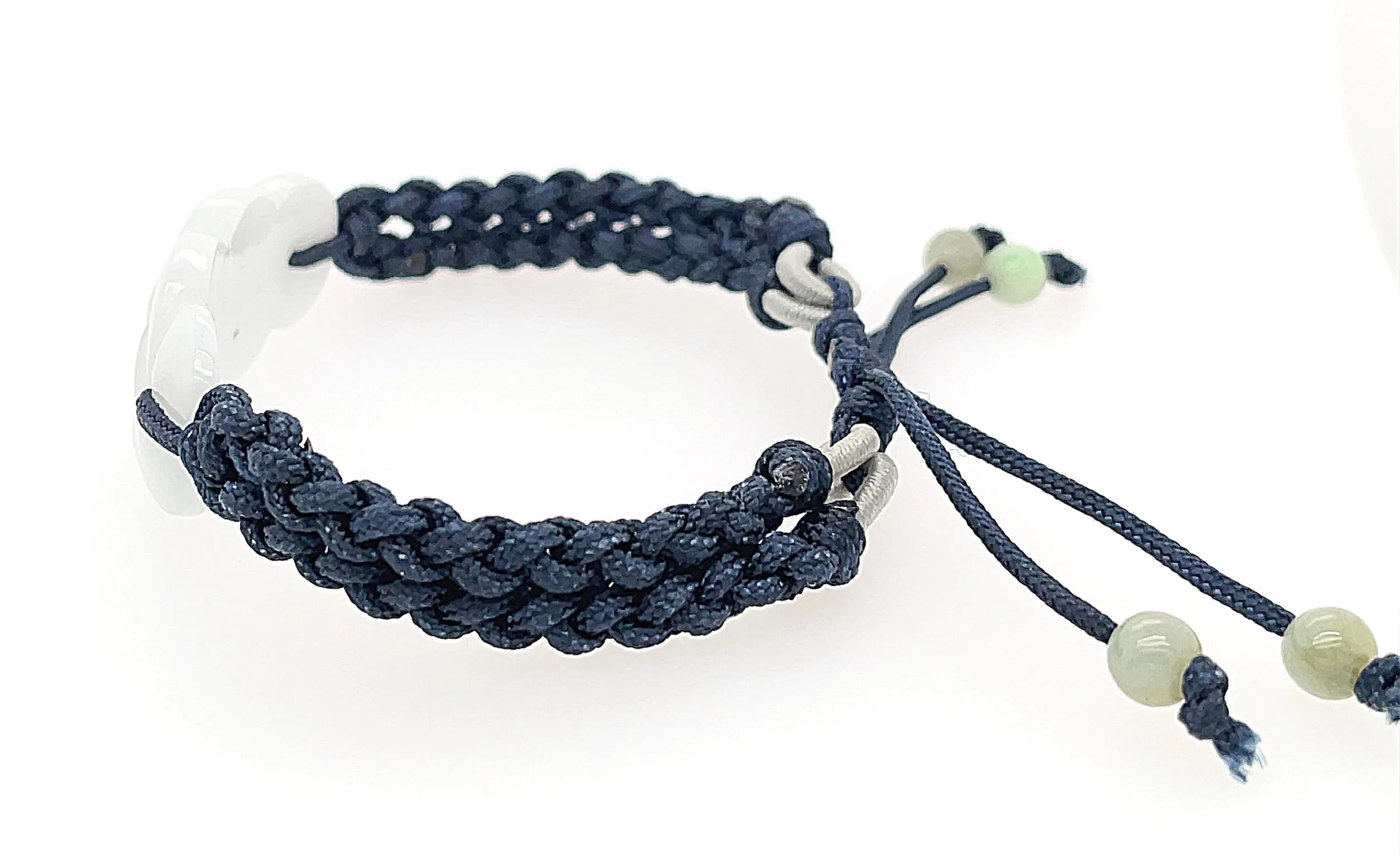 Burmese Jadeite Infinity Knot Silk Bracelet