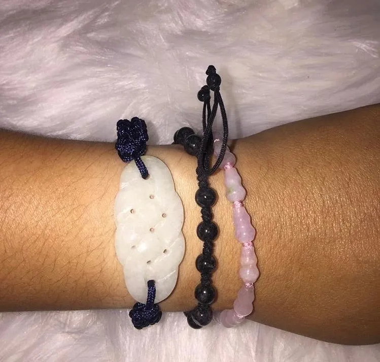 Burmese Jadeite Infinity Knot Silk Bracelet