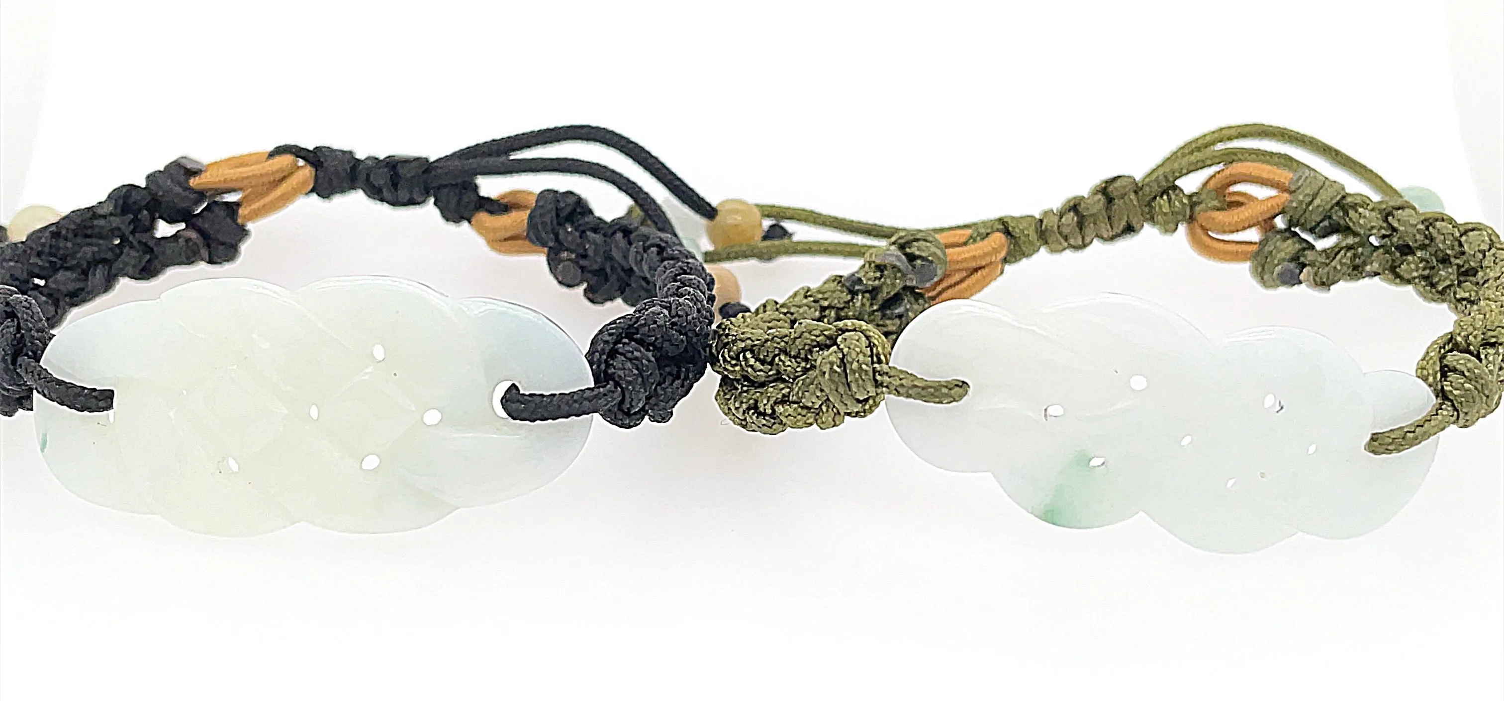 Burmese Jadeite Infinity Knot Silk Bracelet