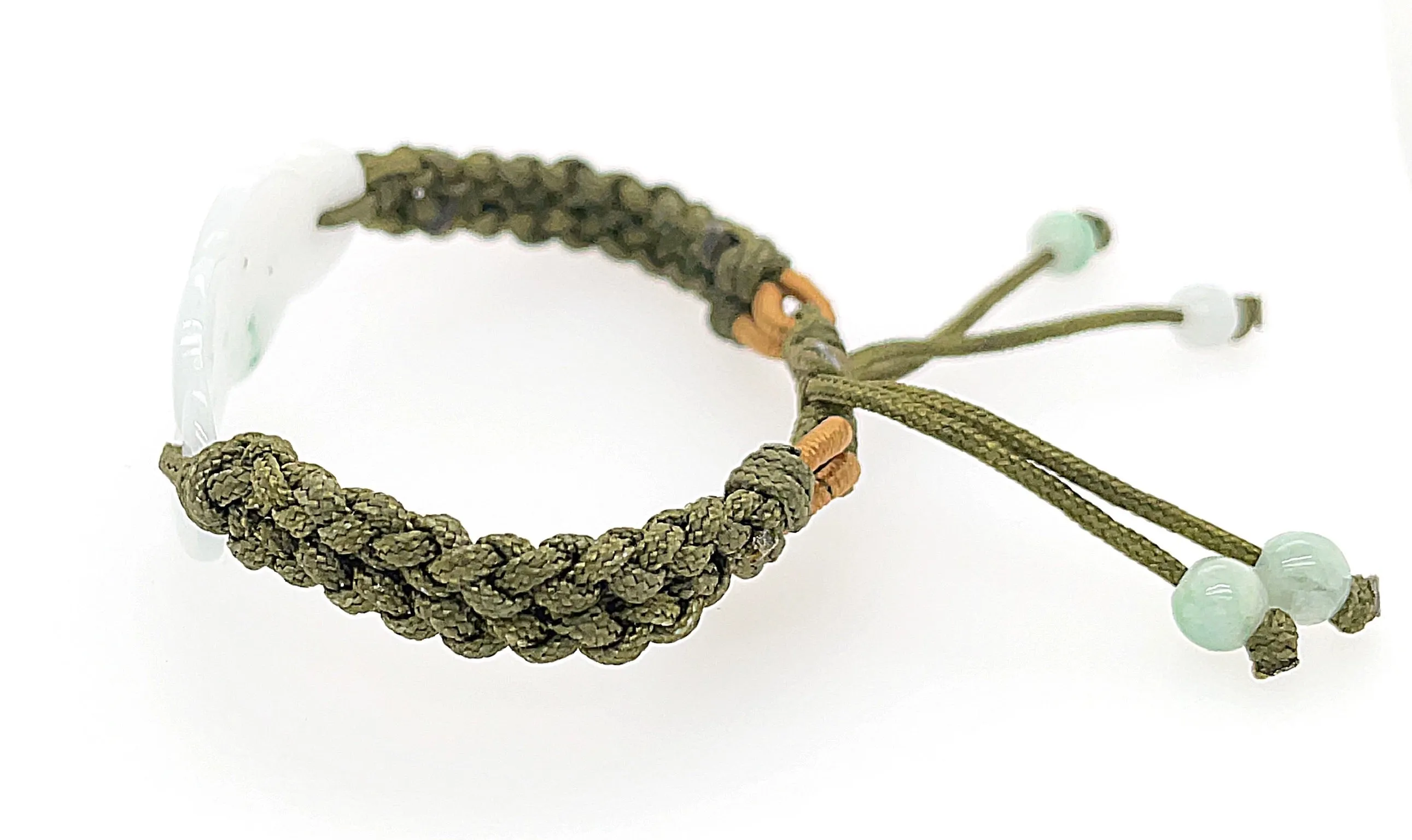 Burmese Jadeite Infinity Knot Silk Bracelet
