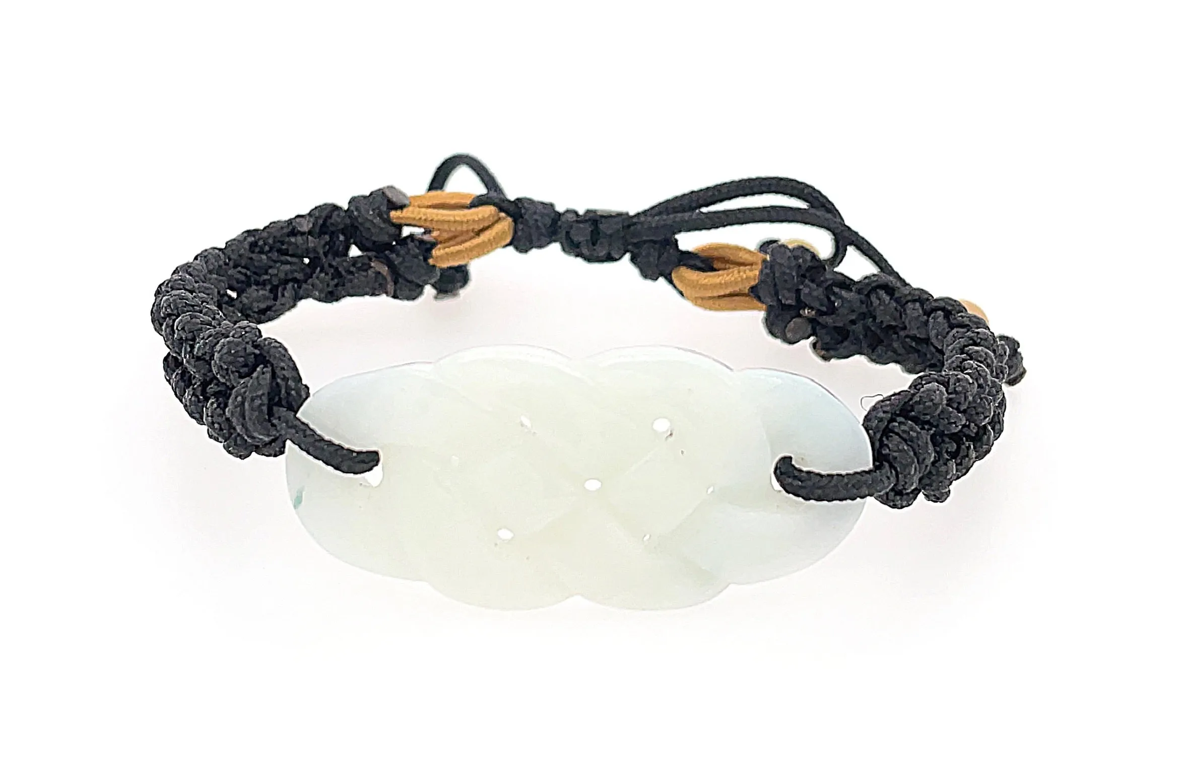 Burmese Jadeite Infinity Knot Silk Bracelet