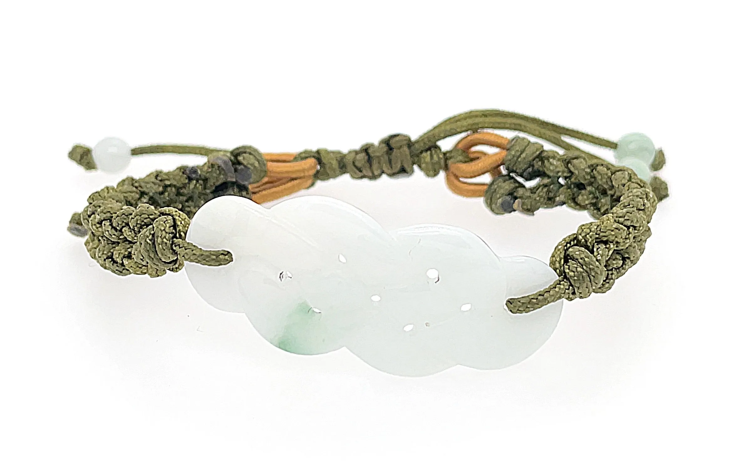 Burmese Jadeite Infinity Knot Silk Bracelet