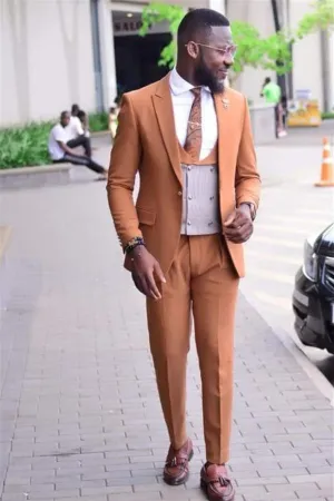 Caramel Slim Fit Dinner Suits For Men Formal Bespoke Prom Suits Tuxedos 3 Pieces