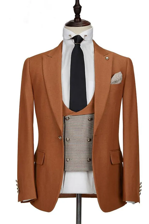 Caramel Slim Fit Dinner Suits For Men Formal Bespoke Prom Suits Tuxedos 3 Pieces