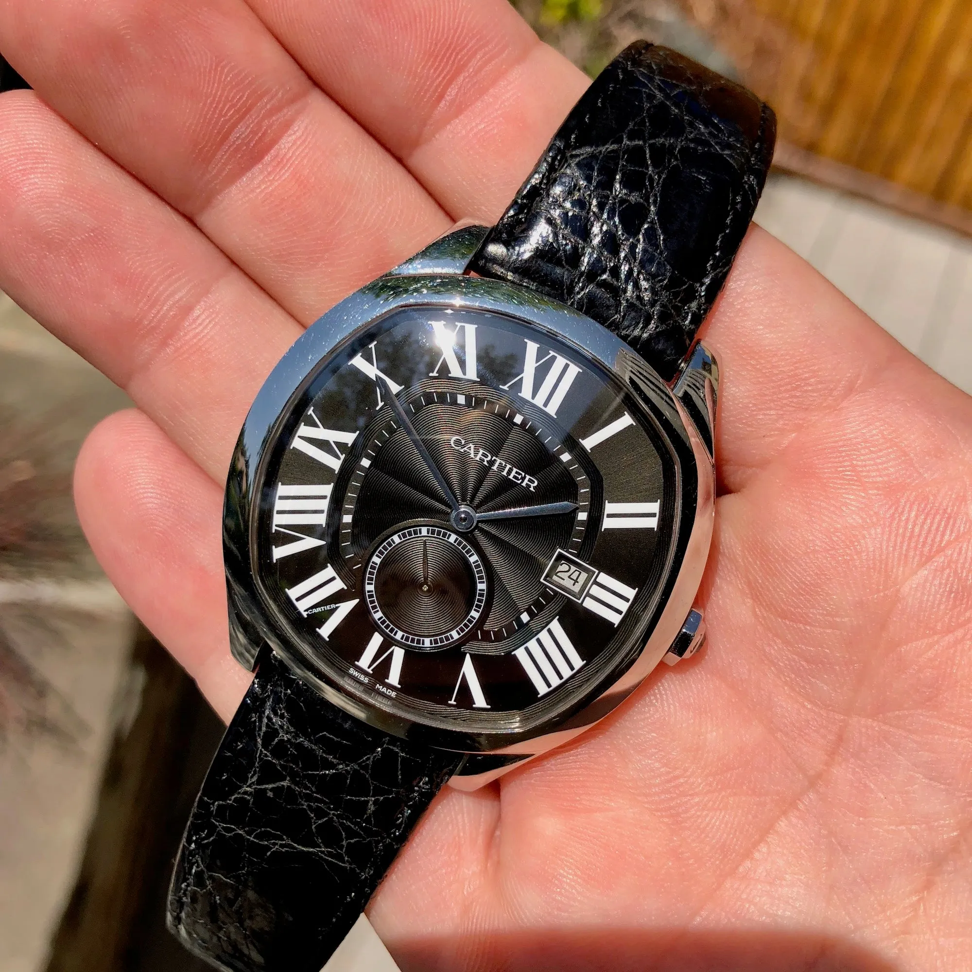 Cartier Drive de Cartier WSNM0009 Steel Black Automatic Leather Wristwatch Box Papers