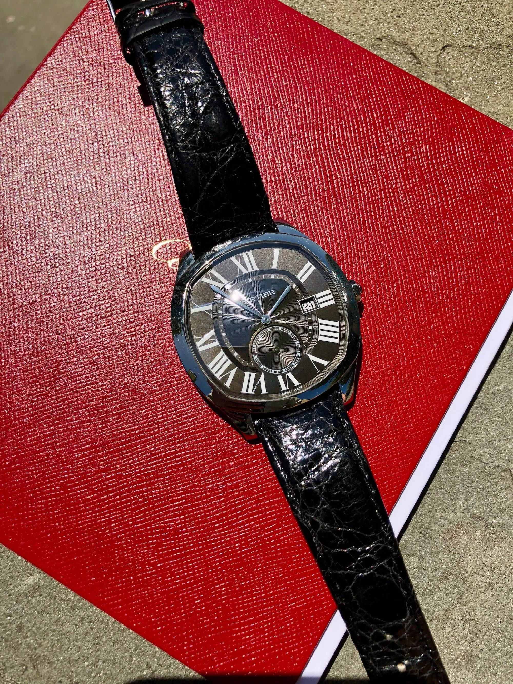 Cartier Drive de Cartier WSNM0009 Steel Black Automatic Leather Wristwatch Box Papers