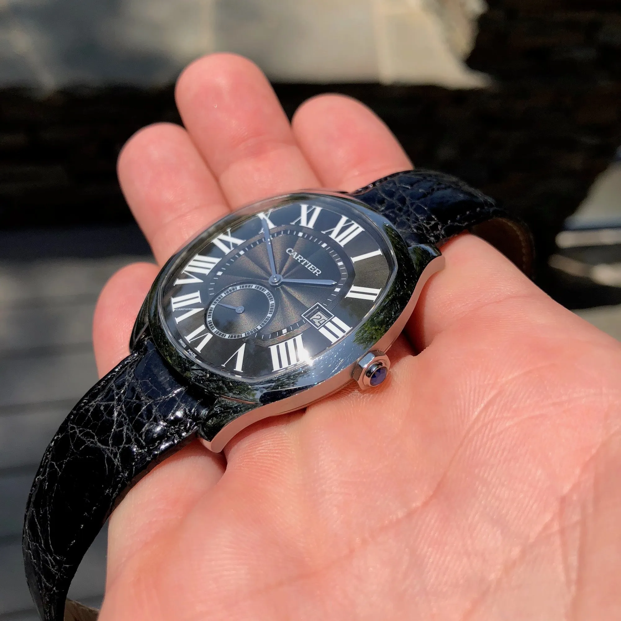 Cartier Drive de Cartier WSNM0009 Steel Black Automatic Leather Wristwatch Box Papers