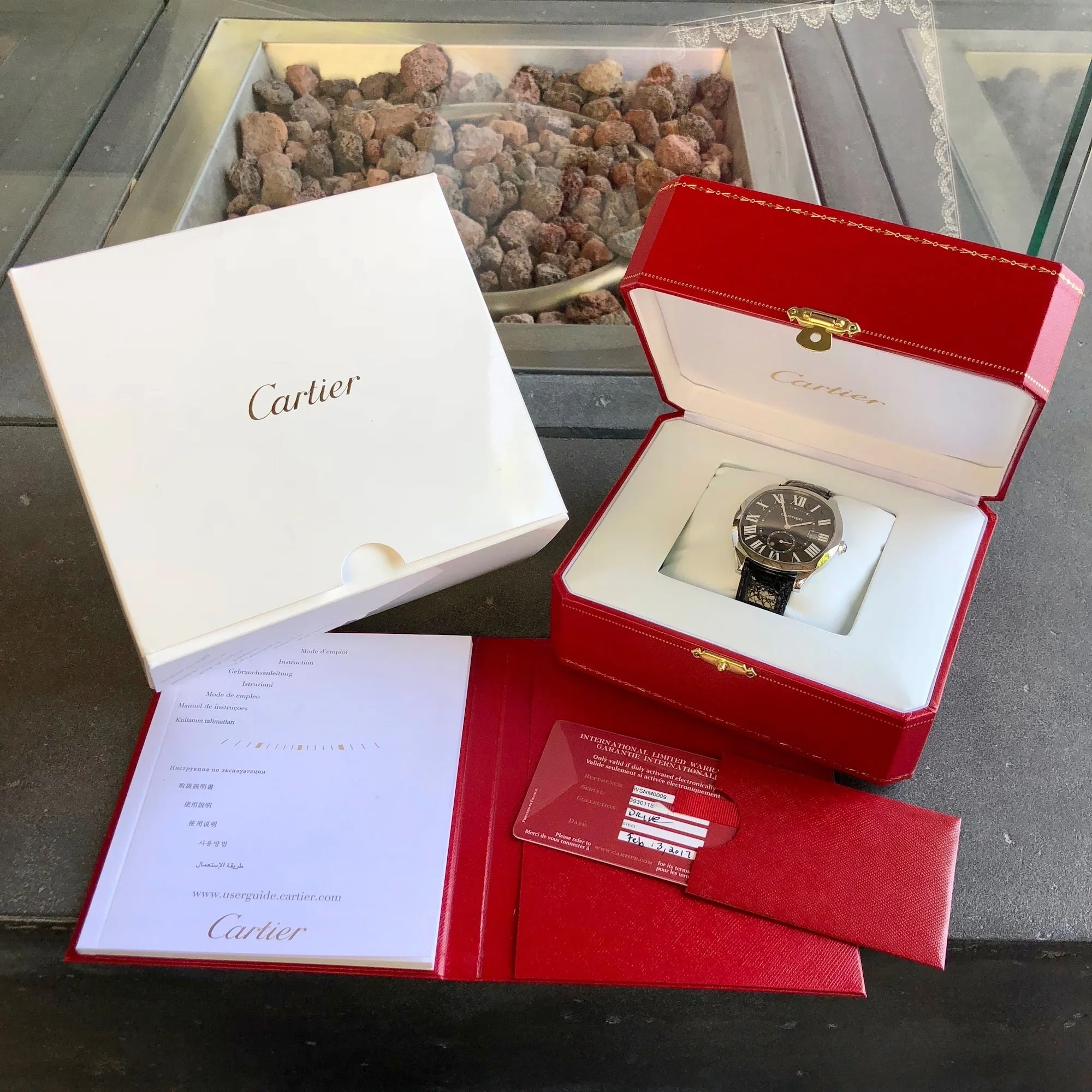 Cartier Drive de Cartier WSNM0009 Steel Black Automatic Leather Wristwatch Box Papers