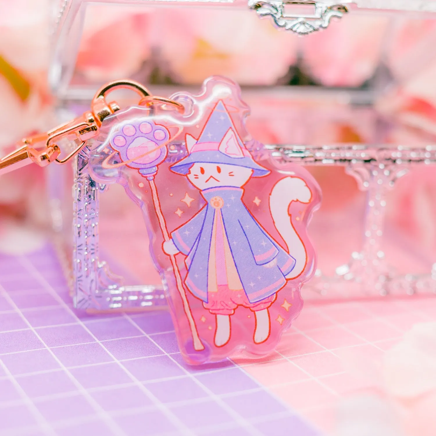 Cat Wizard - acrylic charm / keychain (gradient acrylic)