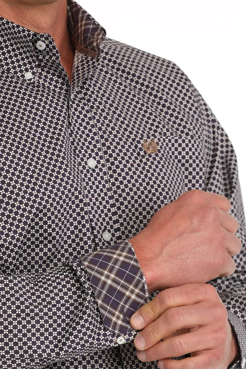 Cinch Men's Floral Print Button-Down Shirt Purple MTW1105878