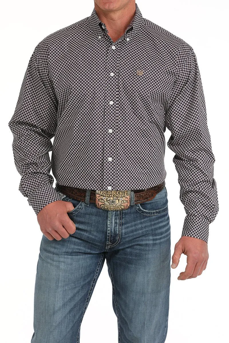 Cinch Men's Floral Print Button-Down Shirt Purple MTW1105878