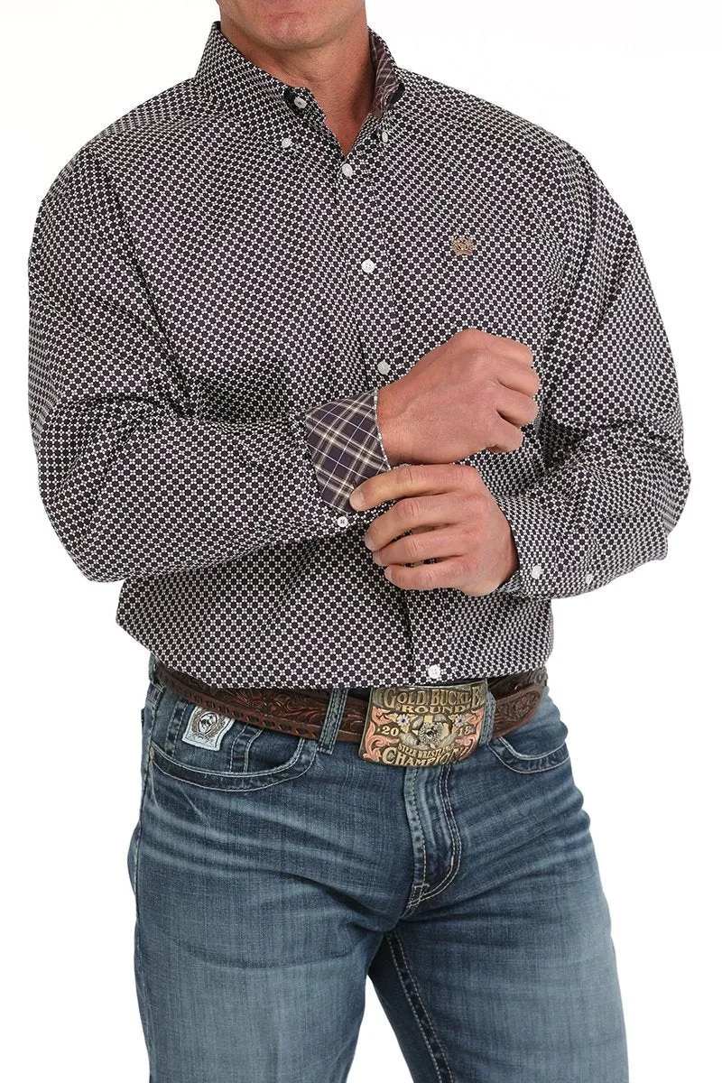 Cinch Men's Floral Print Button-Down Shirt Purple MTW1105878