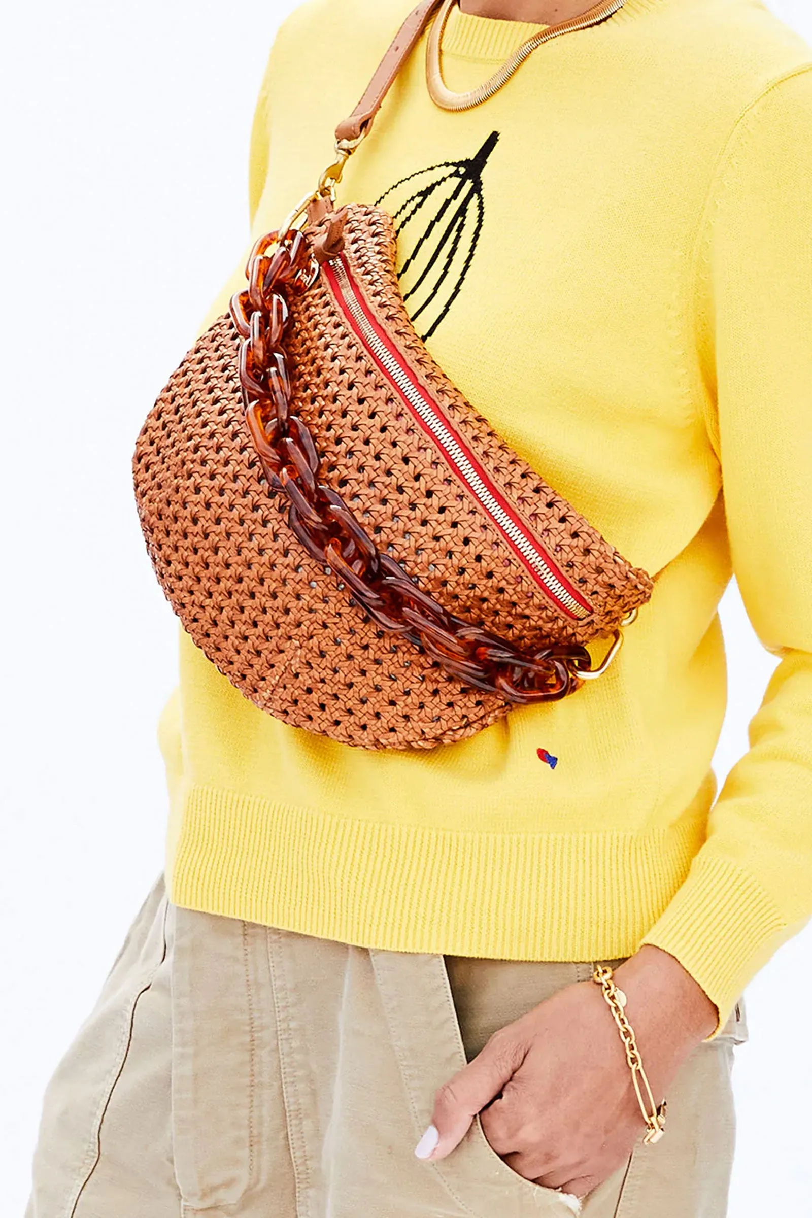 Clare V. Shortie Strap in Tortoise Acrylic