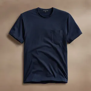 Cotton Linen Pocket Tee - Navy