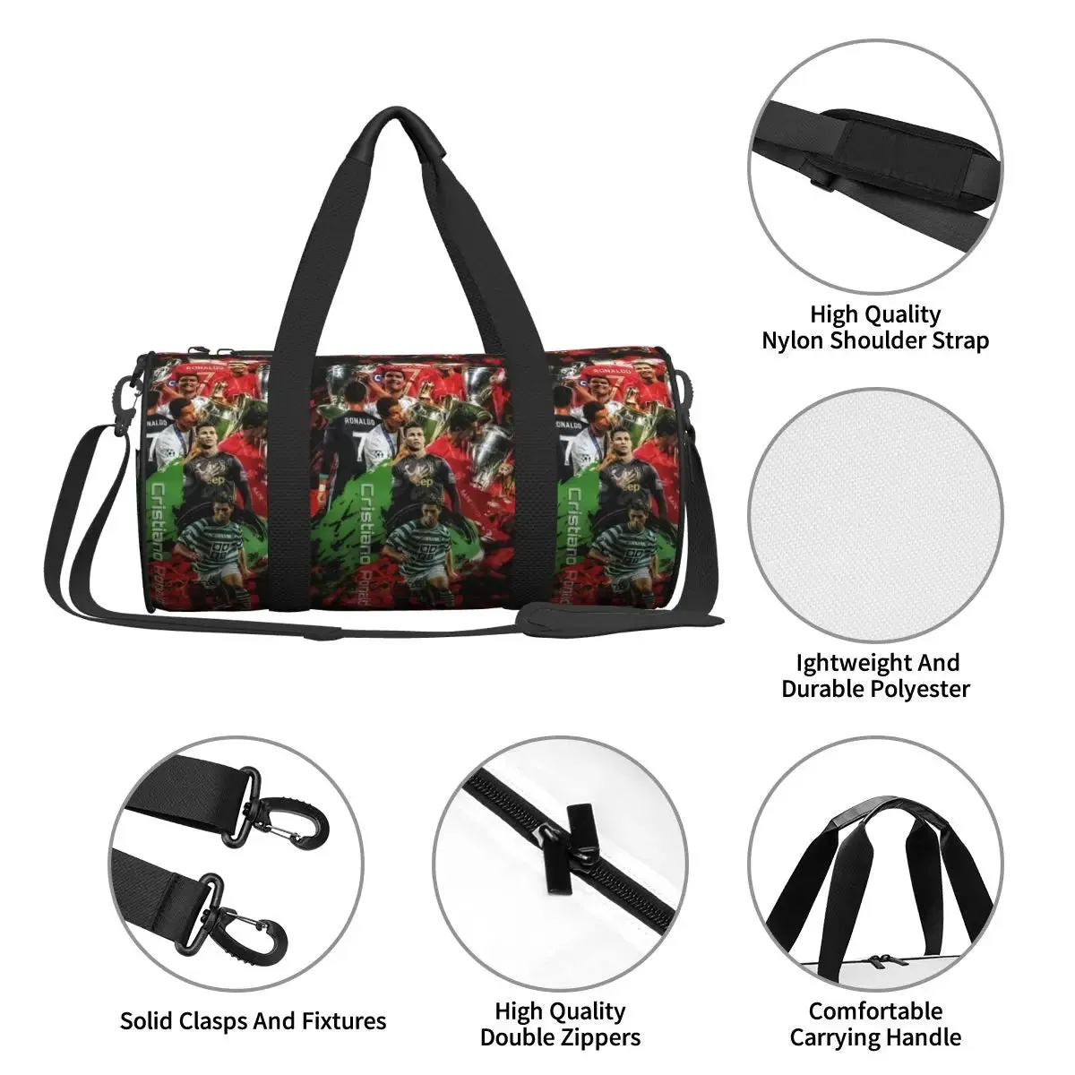 CR7 Gym Bag Swimming Sports Bags Cristianoed Ronaldoed Funny Men's Pattern Gym Accessories Retro Fitness Bag Portable Handbags