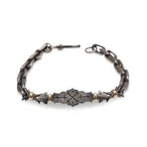 Cross-Bones Bracelet - 14ct yellow Gold / Oxidized Silver