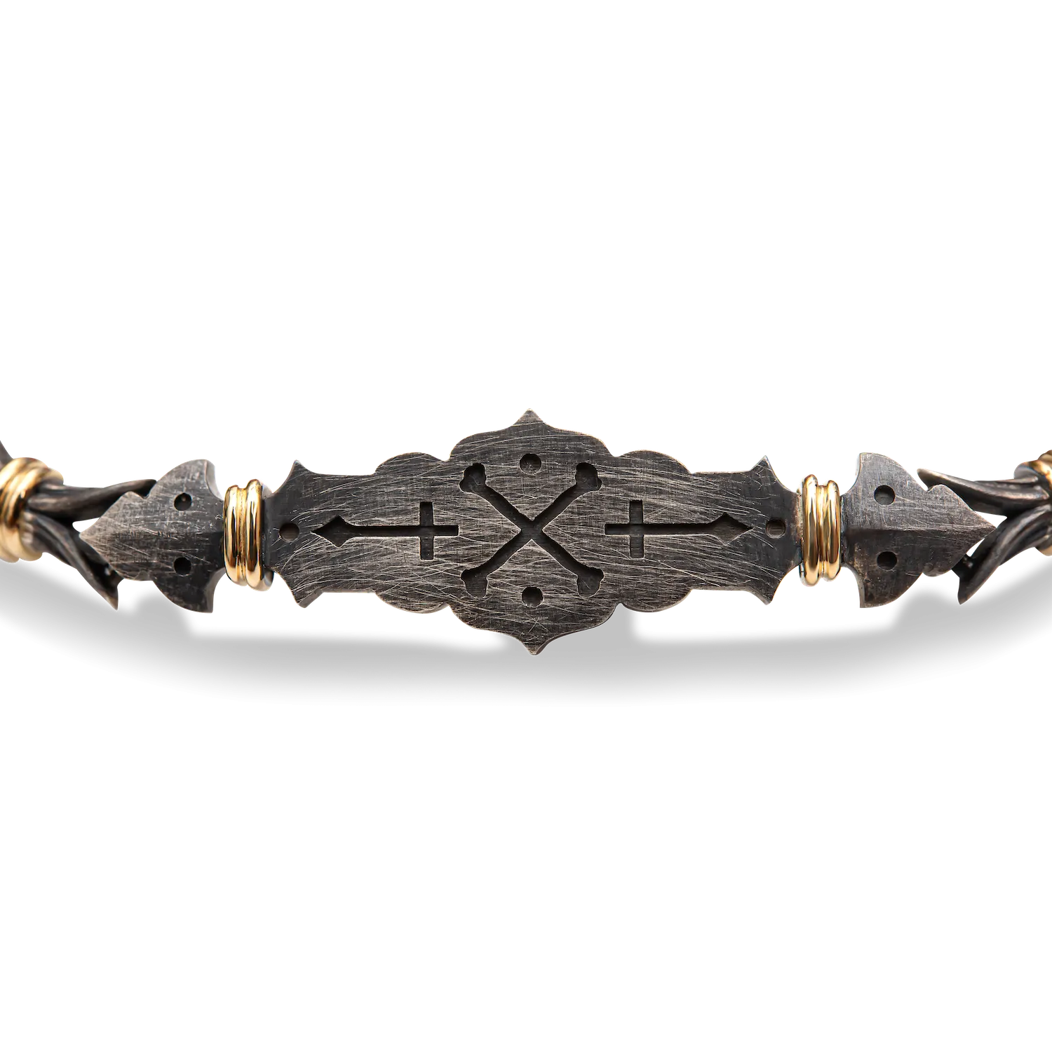 Cross-Bones Bracelet - 14ct yellow Gold / Oxidized Silver